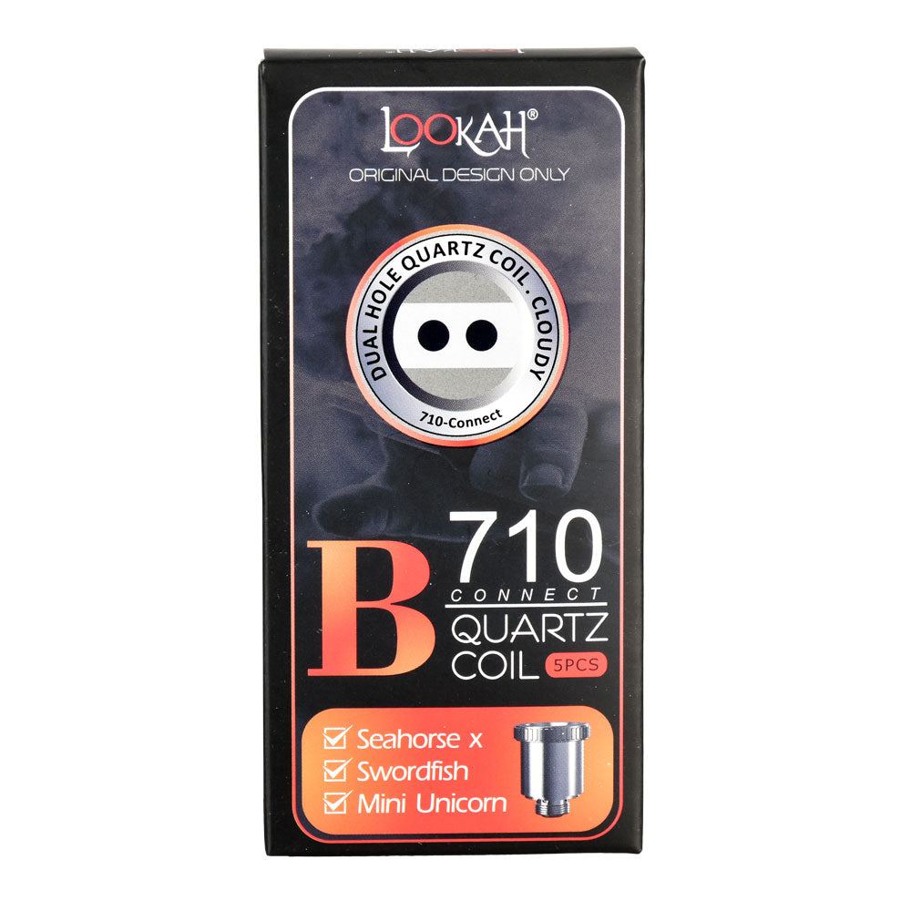 Lookah Seahorse X 710 Connect Quartz Coil 5pc Pack Front View on White Background