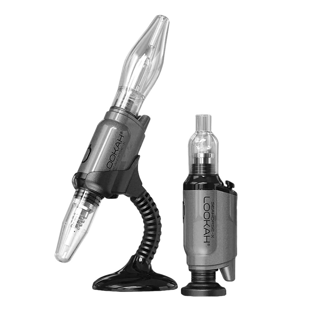 Lookah Seahorse X Electric Dab Kit in Gray, front and side views showing sleek design