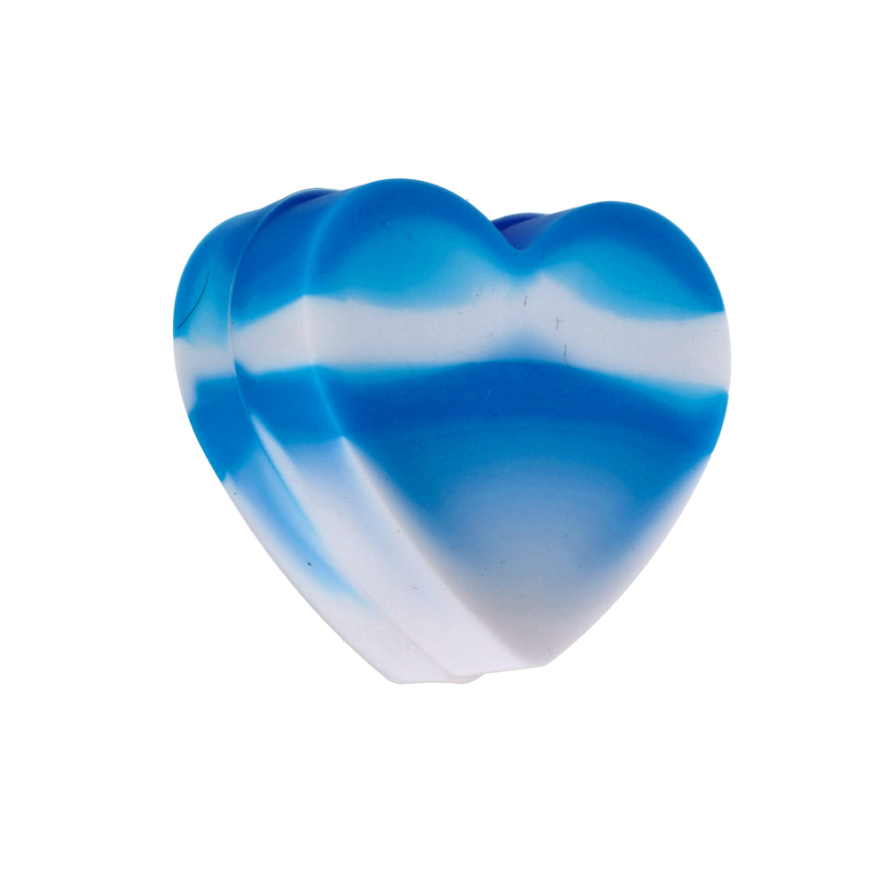 Heart-Shaped Silicone Container for Concentrates, Blue Swirl Design, Portable and Closable