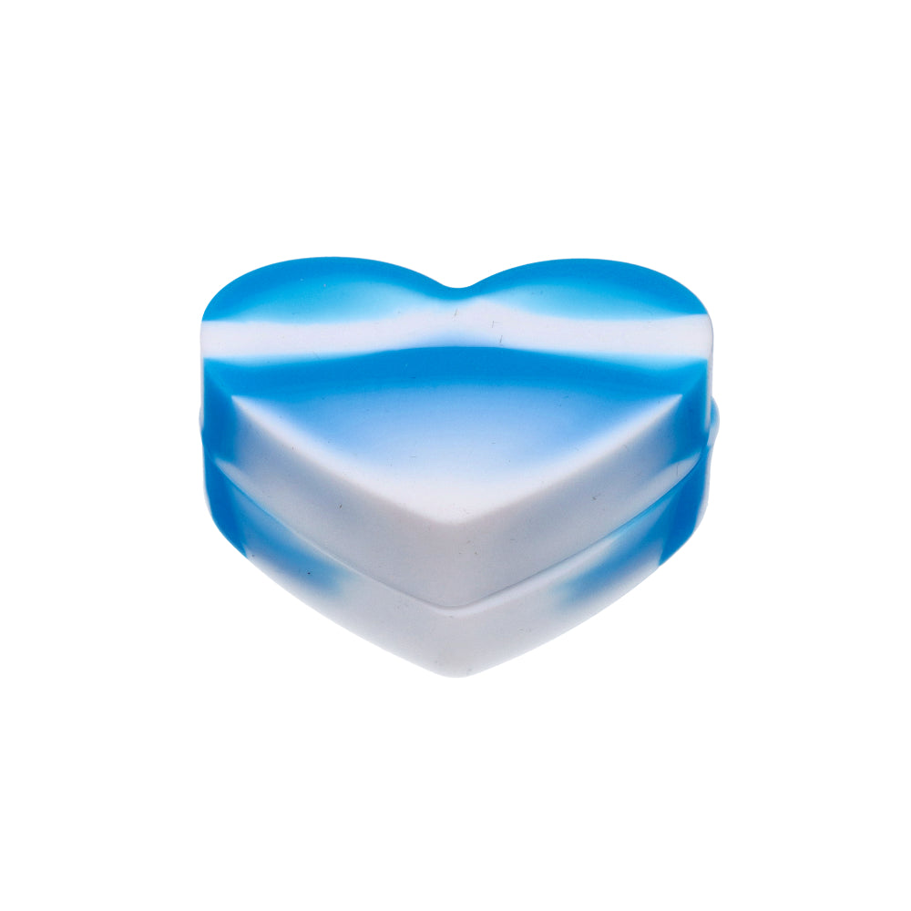 Valiant Distribution Love Jar - Heart-Shaped Blue and White Silicone Container for Concentrates