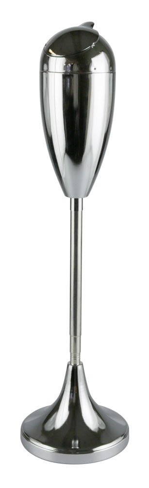 Lucienne 33" Telescopic Standing Ashtray in Silver, Metal Construction, Front View