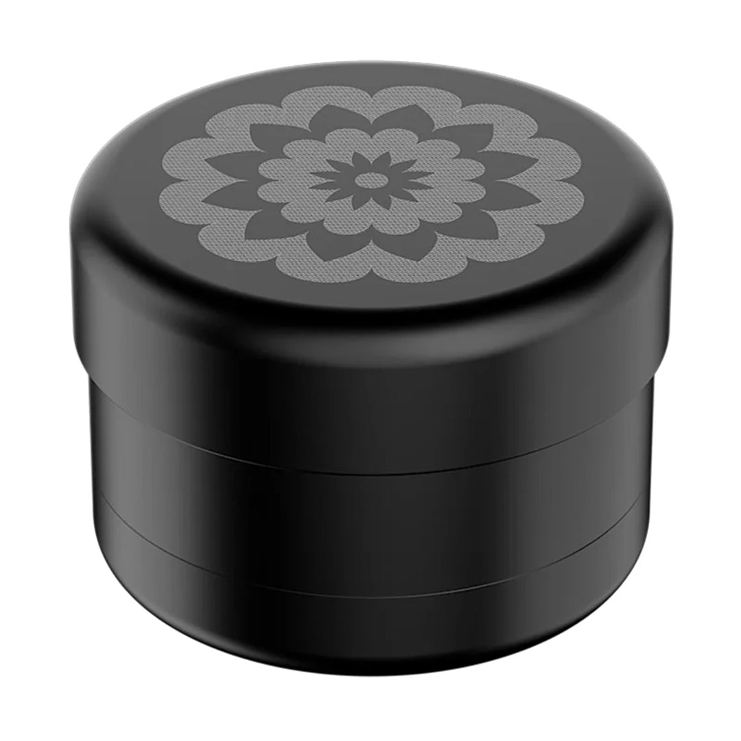 Flower Mill 2.5" Premium Grinder with Floral Embossed Lid - Top View