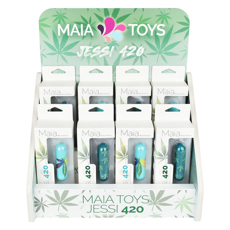 Maia Novelties Jessi 420 Personal Massagers on display, 3-inch silicone, assorted styles