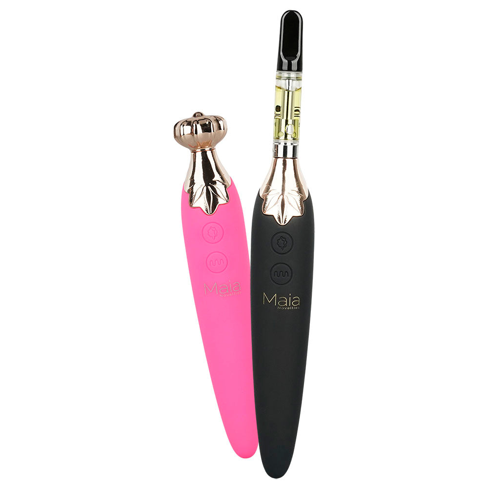 Maia Novelties Vaporator 2-in-1 510 Battery and Massager in Pink and Black, 400mAh, Front View