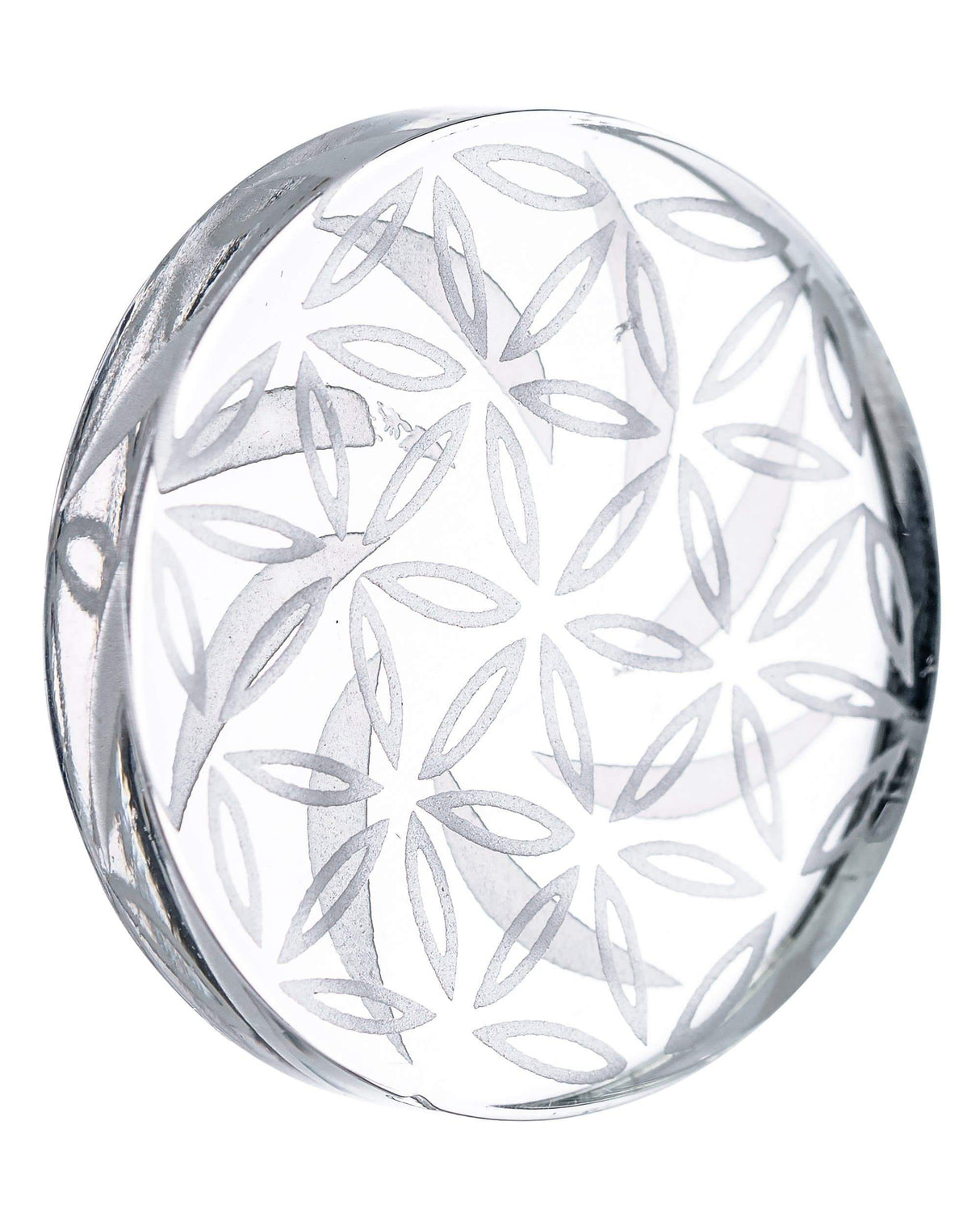 Clear Mandala Disk Carb Cap with Intricate Design, 1.25" for Dab Rigs, Quartz Glass