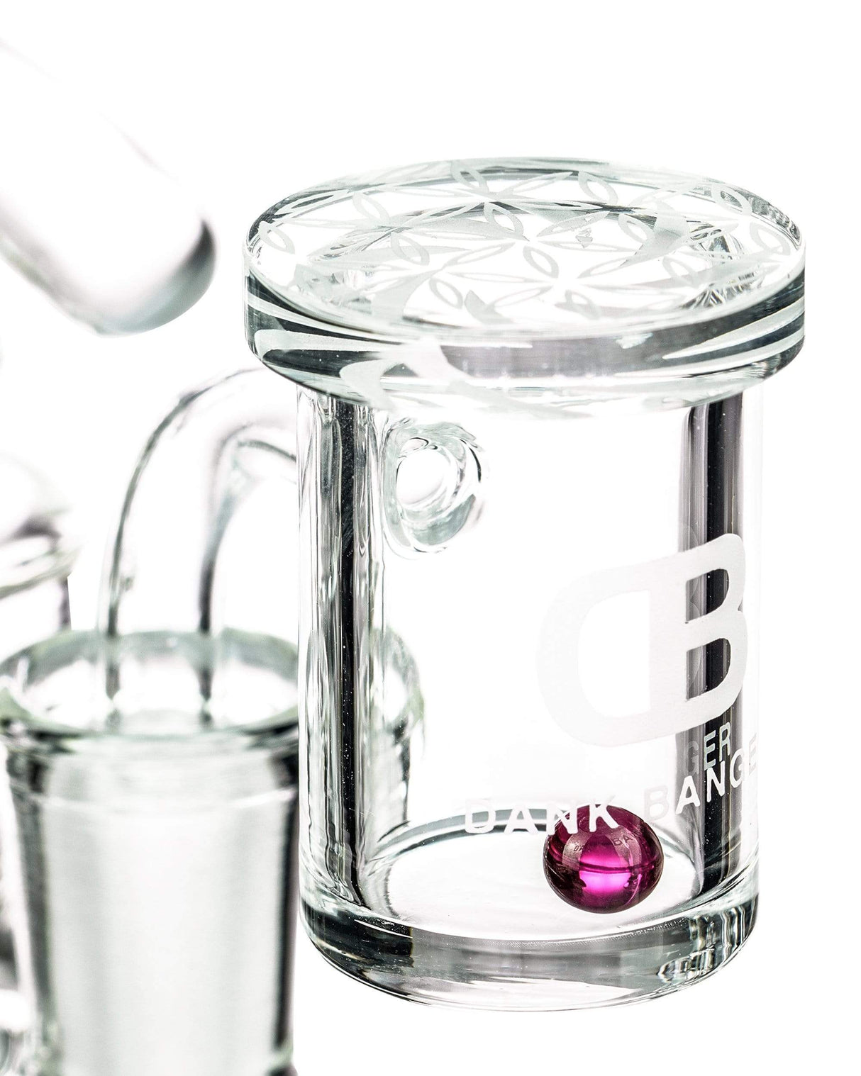 Clear Borosilicate Glass Mandala Disk Channel Carb Cap for Dab Rigs, 1.25 inch Diameter