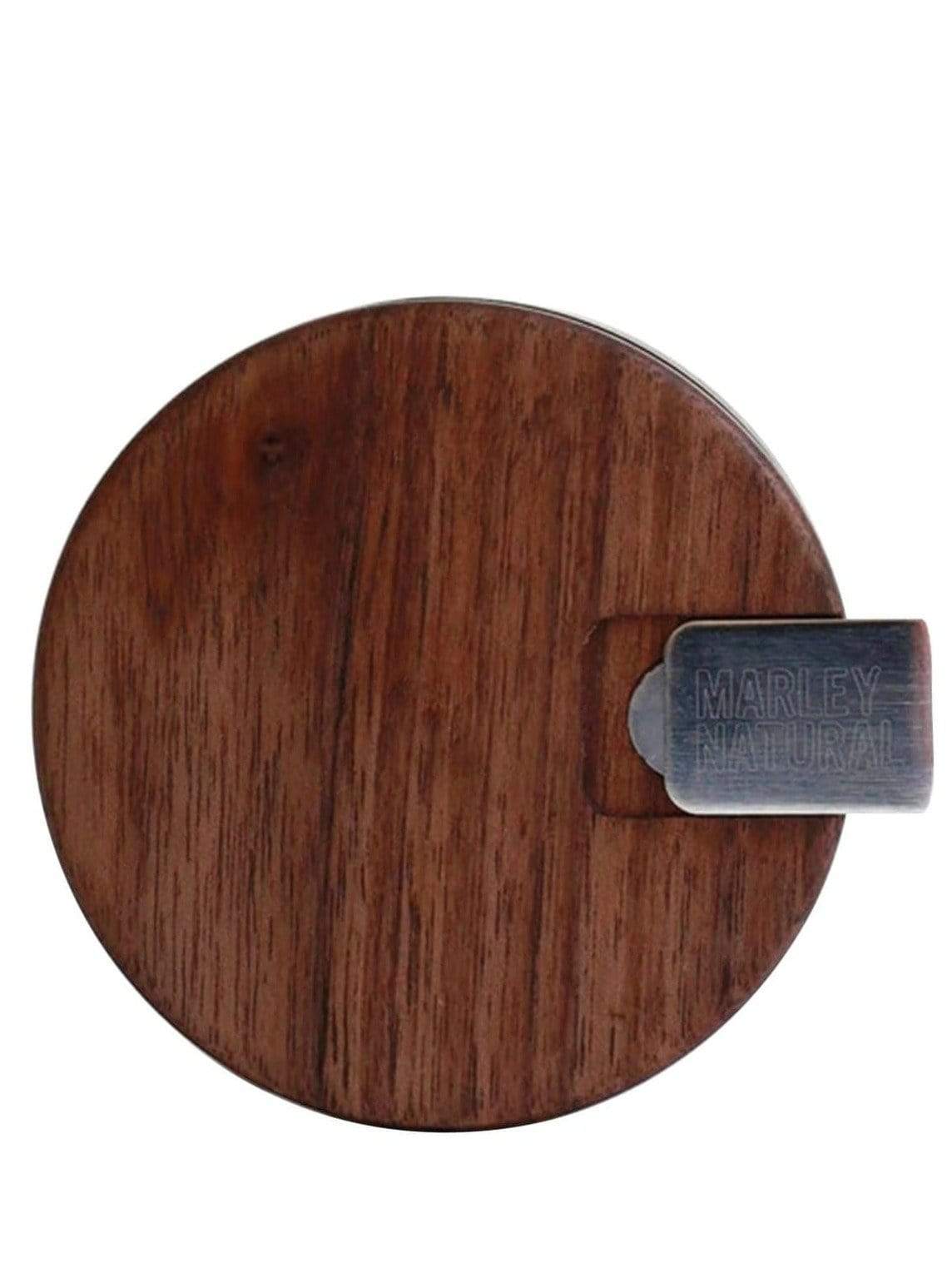 Marley Natural Wooden Grinder Jar with clear glass and heavy wall, front view on white background