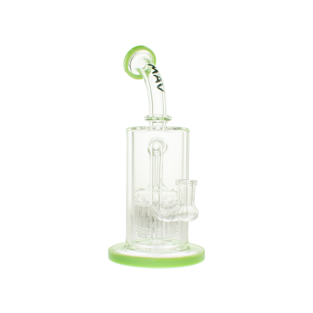 MAV Glass 12 Arms Sycamore Tree Perc 2.0 Bong in Slime Variant - Front View on White Background