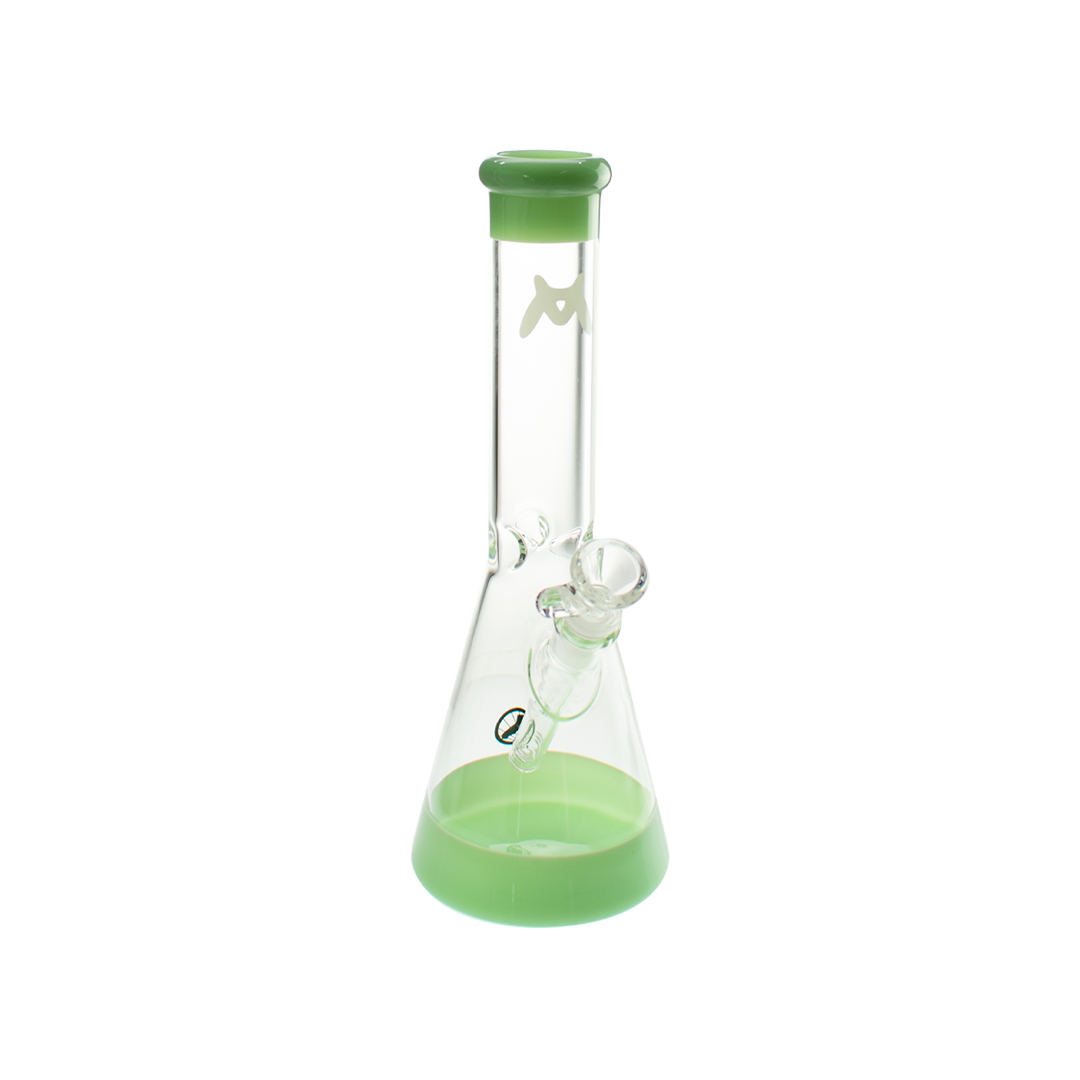 MAV Glass 12" Beaker Bong in Sea Foam with 5mm thickness and 14.5mm joint, front view on white background