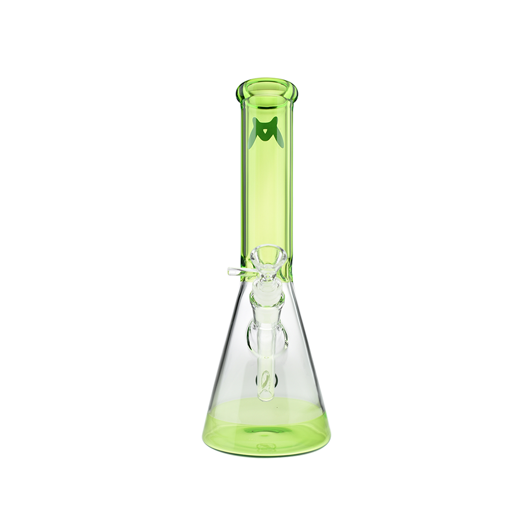 MAV Glass 12" Full Color Beaker Bong in Ooze, 5mm Thick with Deep Bowl - Front View