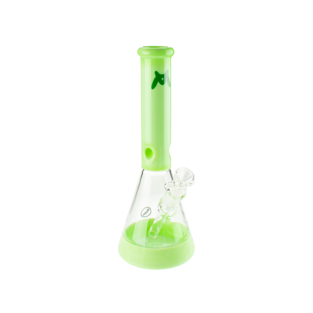 MAV Glass 12" Full Color Beaker Bong in Slime Green with 5mm Thickness and 14mm Bowl - Front View