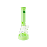 MAV Glass 12" Full Color Beaker Bong in Slime Green with 5mm Thickness and 14mm Bowl - Front View