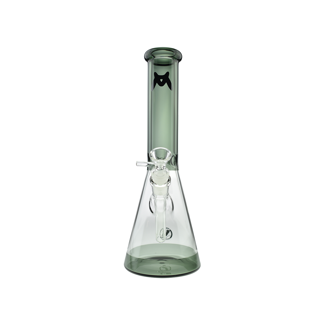MAV Glass 12" Full Color Beaker Bong in Transparent Black with Thick 5mm Glass - Front View