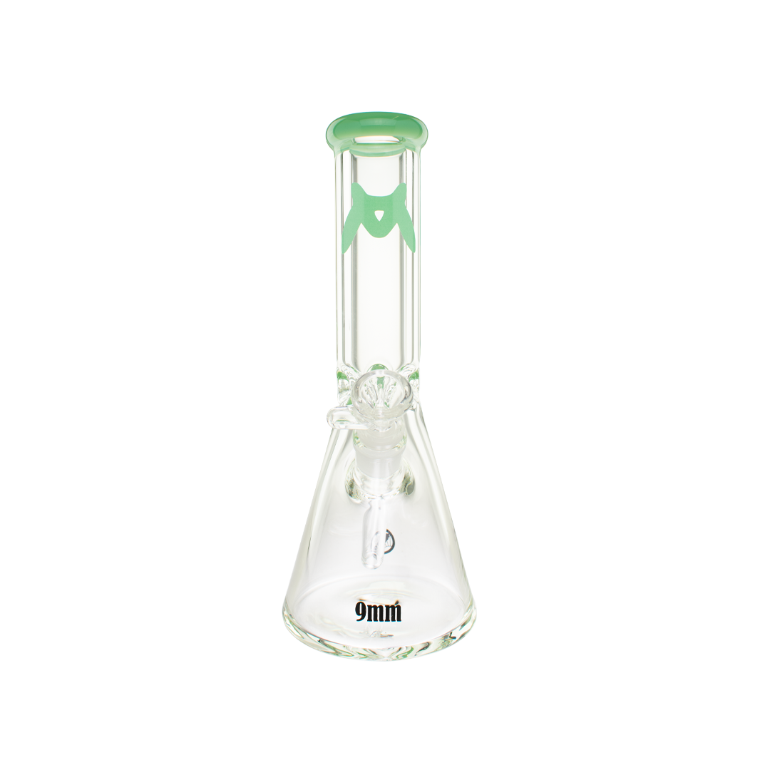 MAV Glass 12" Classic Beaker Bong with Sea Foam Color Accent and 9mm Thick Glass