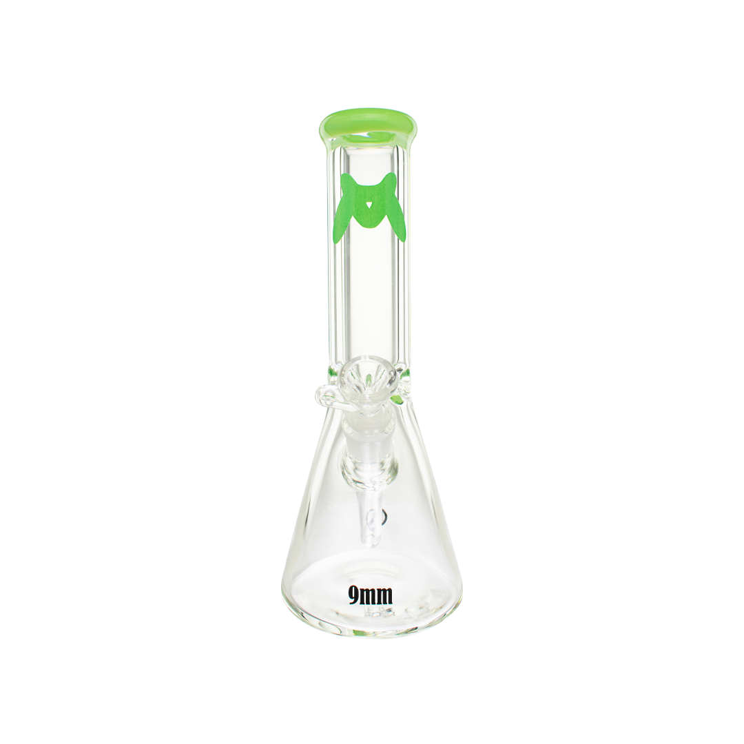 MAV Glass 12" Classic Beaker Bong with Slime Color Accent and Heavy Wall Design