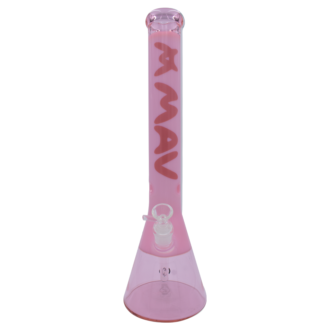 MAV Glass 18" Pink Color Float Beaker Bong with 50mm Diameter and 5mm Thickness