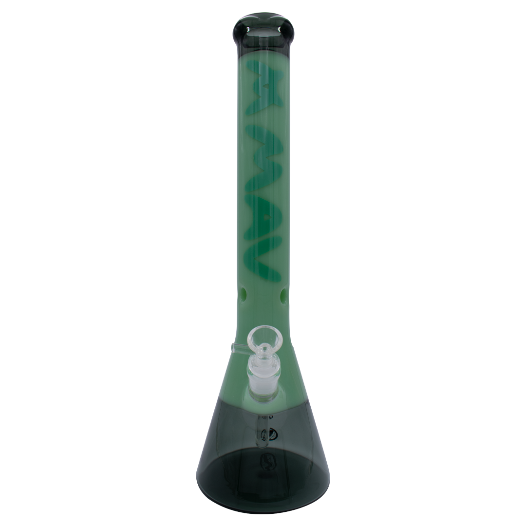 MAV Glass 18" Color Float Beaker Bong in Seafoam, Front View, 50mm Diameter, 5mm Thickness