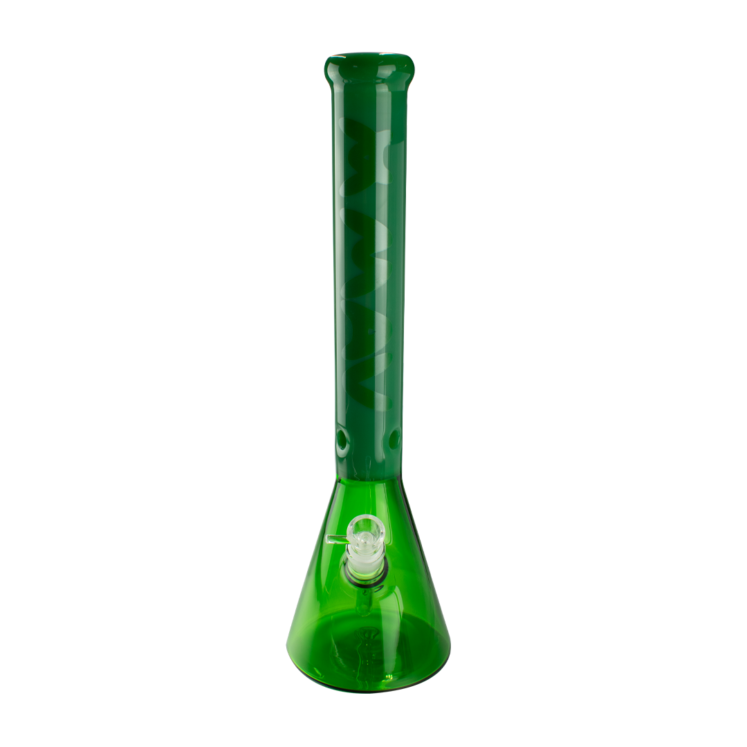 MAV Glass 18" Forest Green Beaker Bong with Color Float Sleeve Design, Front View