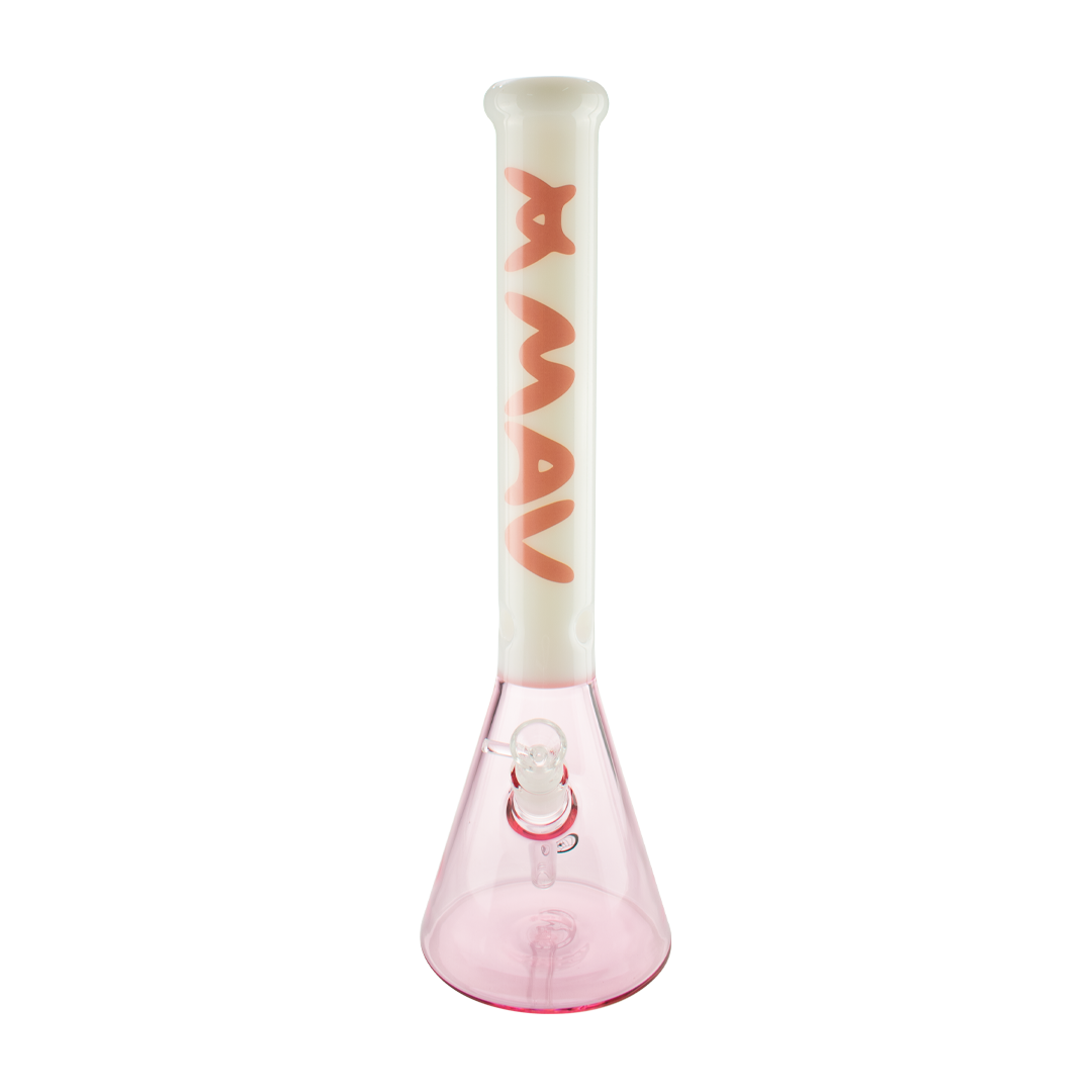 MAV Glass 18" White Color Float Sleeve Beaker Bong with 50mm Diameter Front View