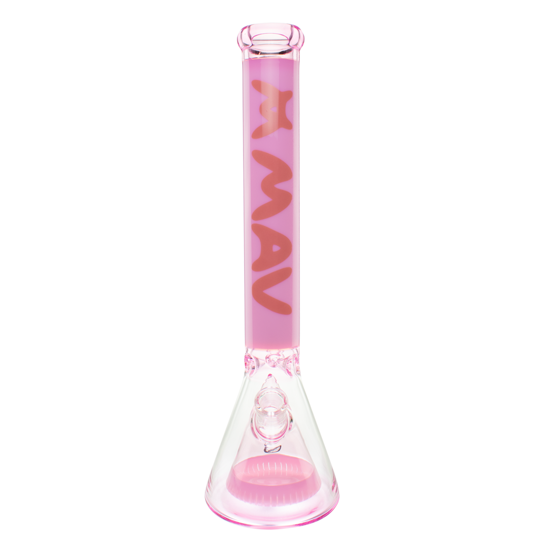 MAV Glass 18" Manhattan Pyramid Beaker in Pink, Front View on White Background