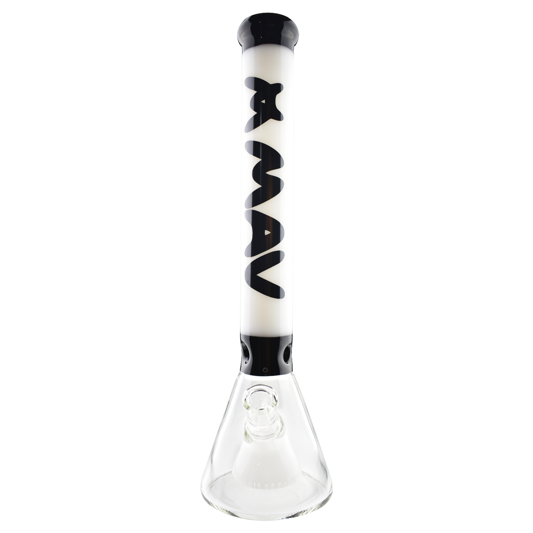 MAV Glass 18" Redondo Pyramid Beaker in Black, Front View, 50mm Diameter, 5mm Thickness