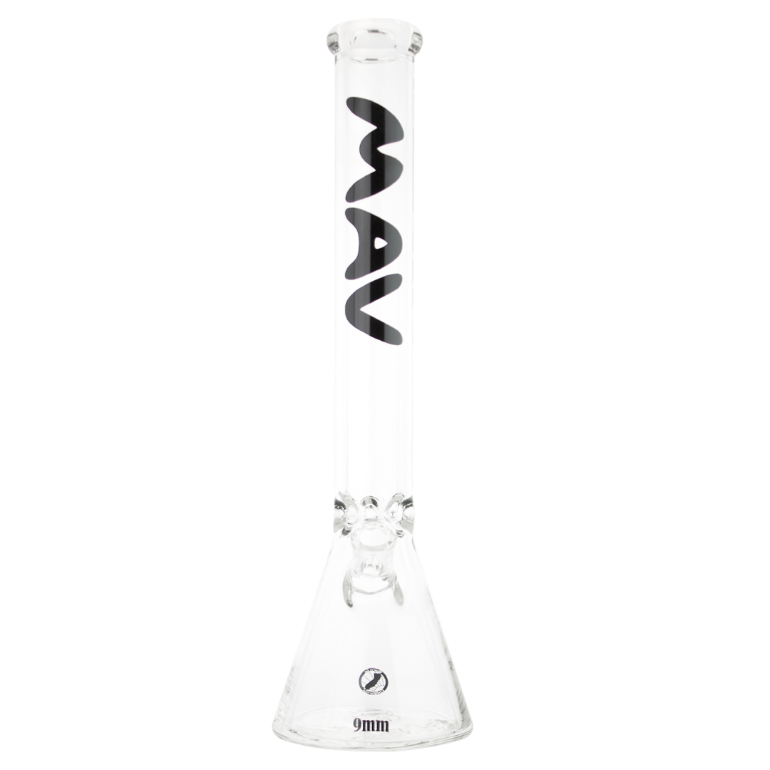 MAV Glass 18" Beaker Bong in Black with Heavy Wall Thickness and 9mm Glass Side View