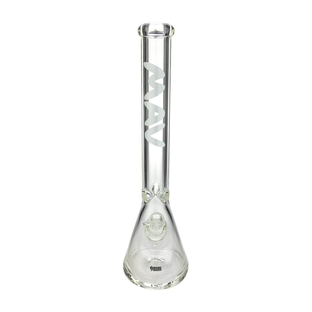 MAV Glass 18" Beaker Bong with 9mm Thick Glass, Front View on White Background