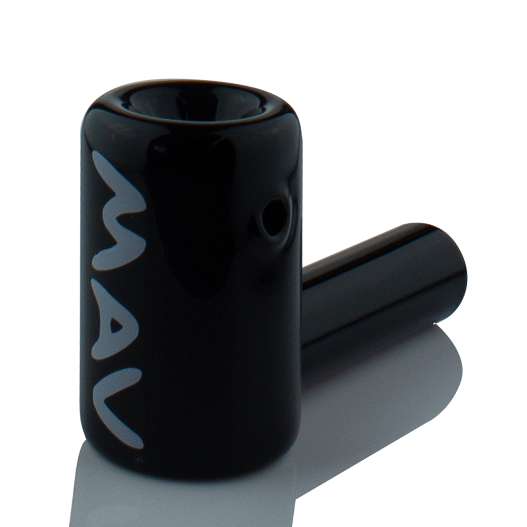 MAV Glass 2.5" Mini Hammer Hand Pipe in Black, Borosilicate Glass, Side View