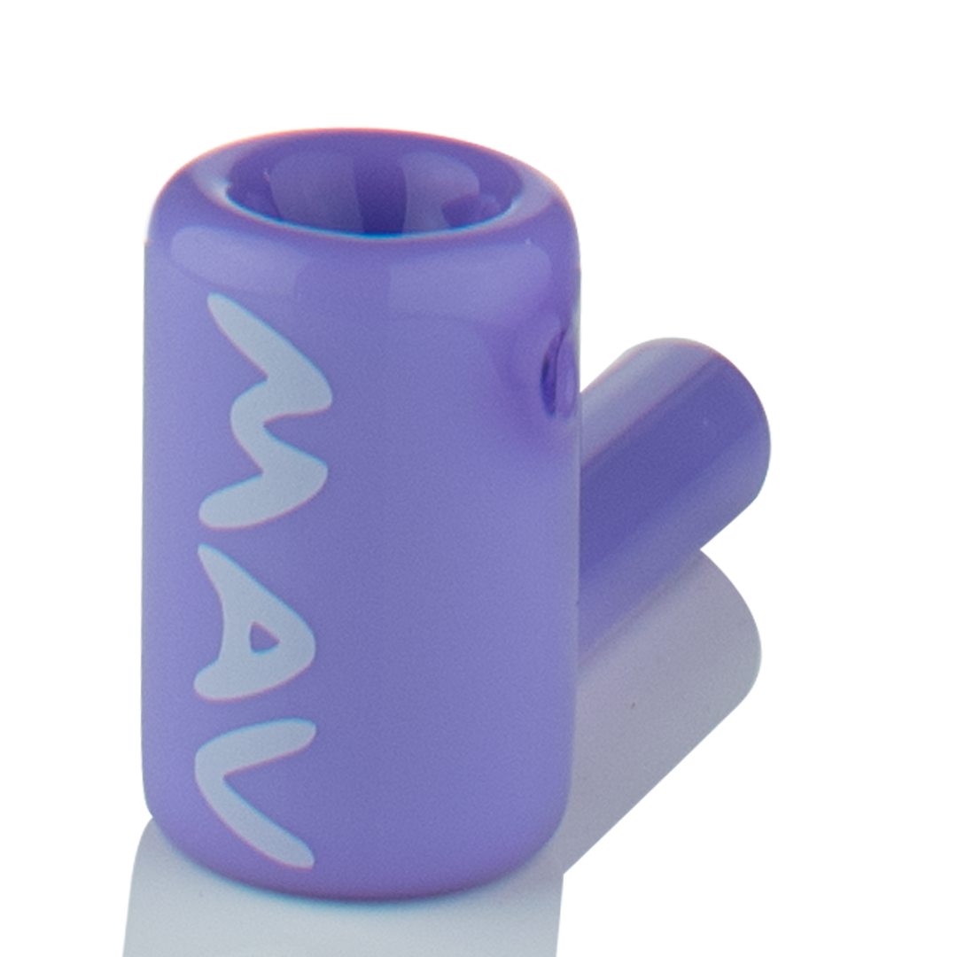 MAV Glass 2.5" Mini Hammer Hand Pipe in Purple, Borosilicate Glass, Side View