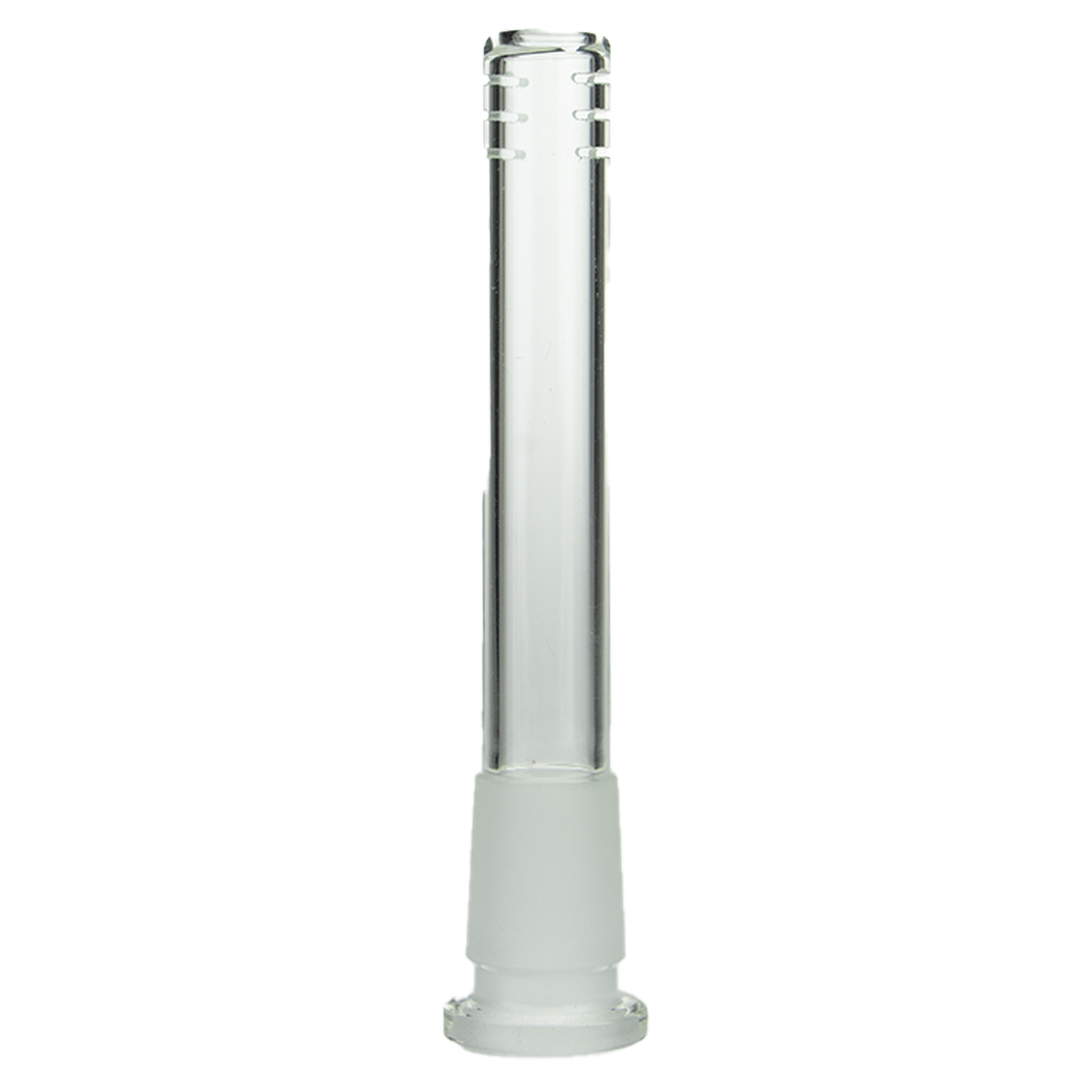 MAV Glass 3" Clear Downstem 19mm to 14mm for Bongs, Front View on White Background