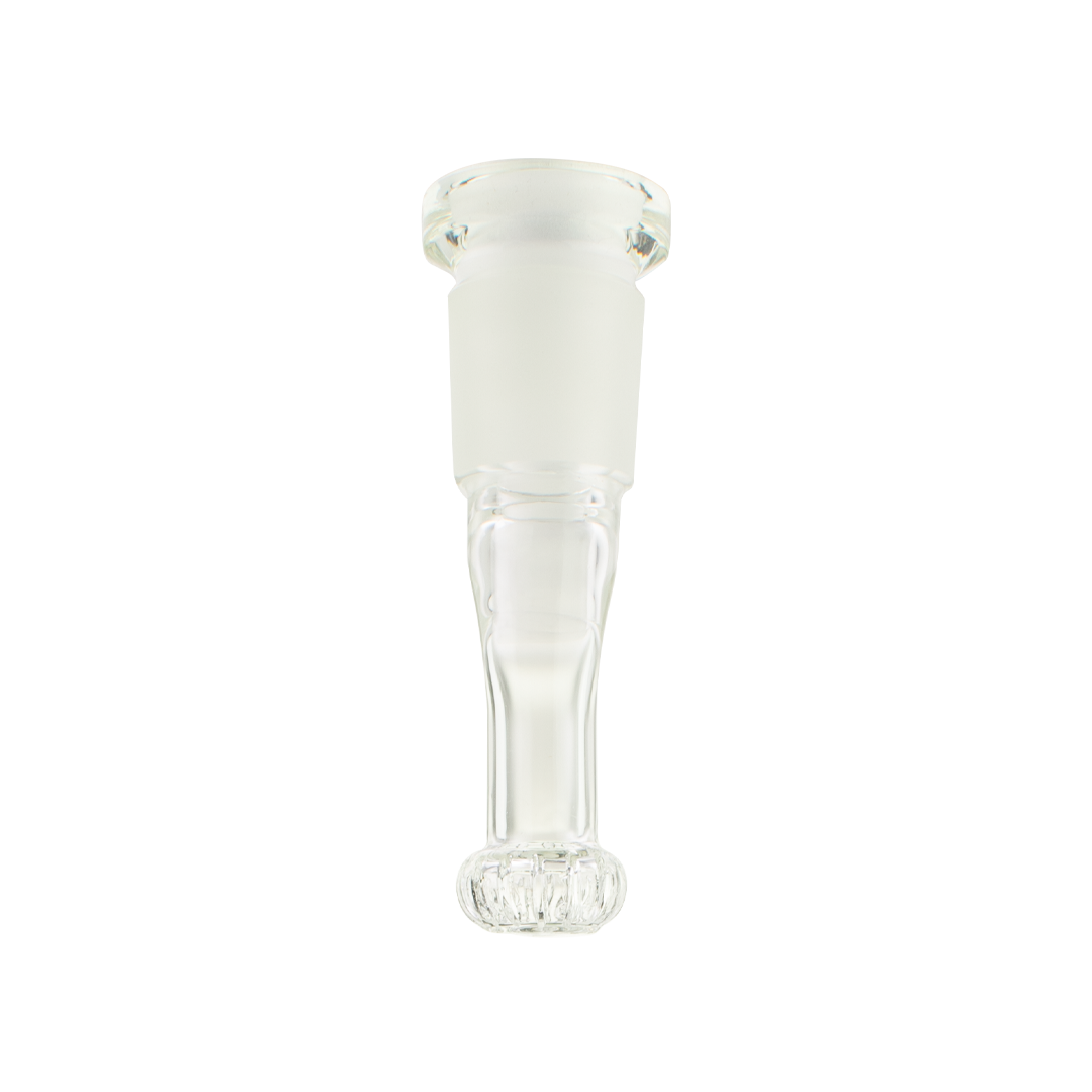 MAV Glass 3" Clear Downstem 29mm to 19mm with Showerhead for Bongs, Front View
