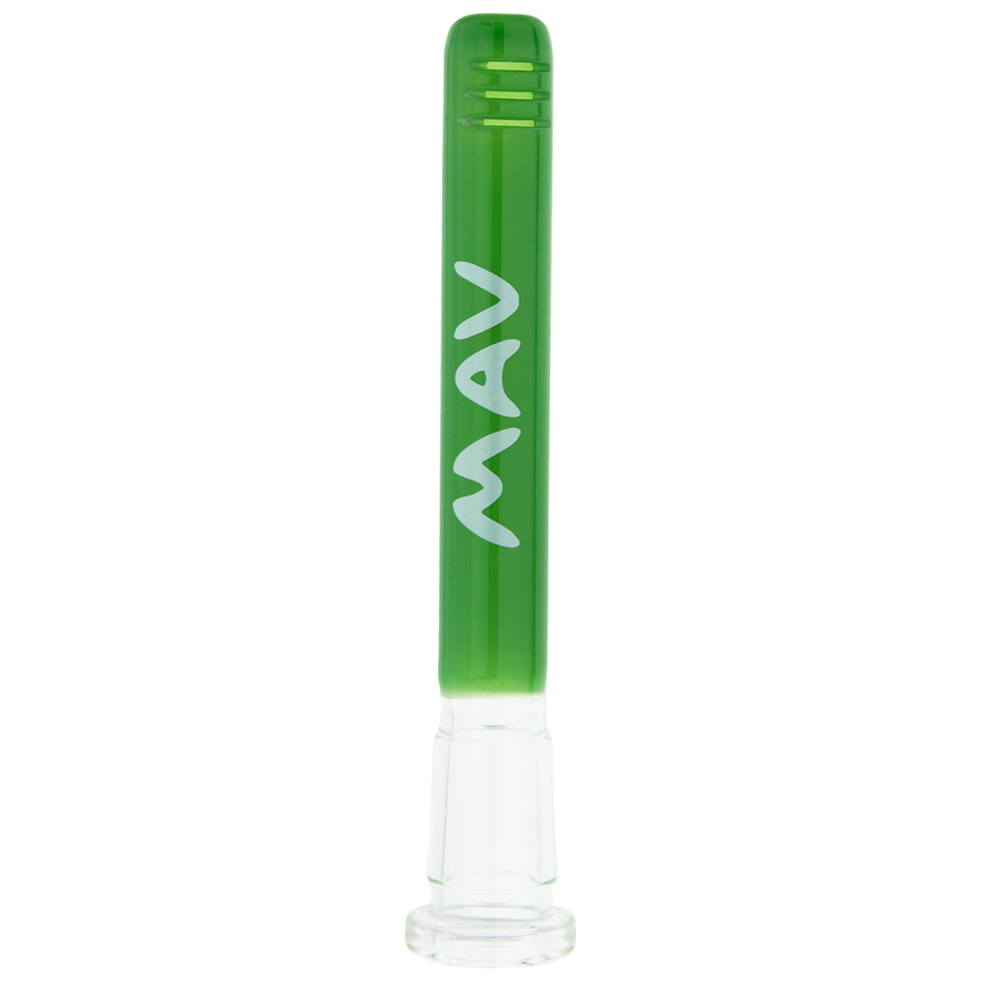 MAV Glass 4" Forest Green Color Downstem 18mm to 14mm for Bongs, Front View on White Background