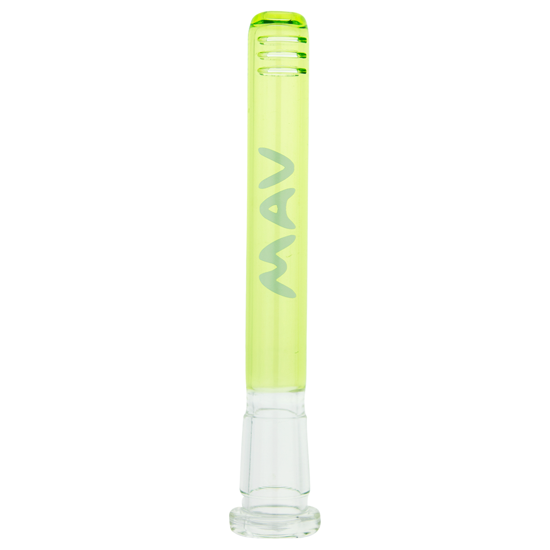 MAV Glass 4" Ooze Color Downstem 18mm to 14mm for Bongs, Front View on White Background