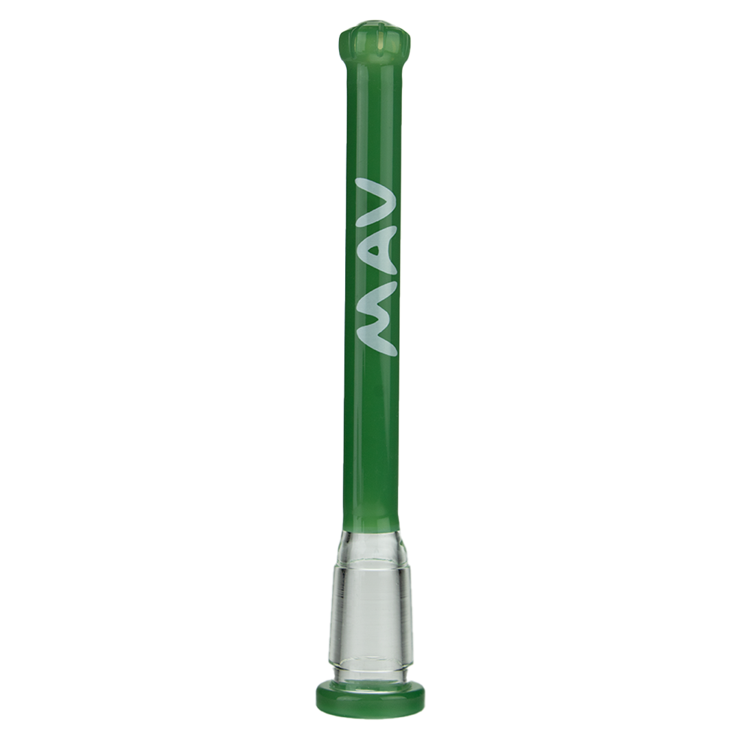 MAV Glass 4" Showerhead Slitted Downstem in Forest Green for Bongs, Front View