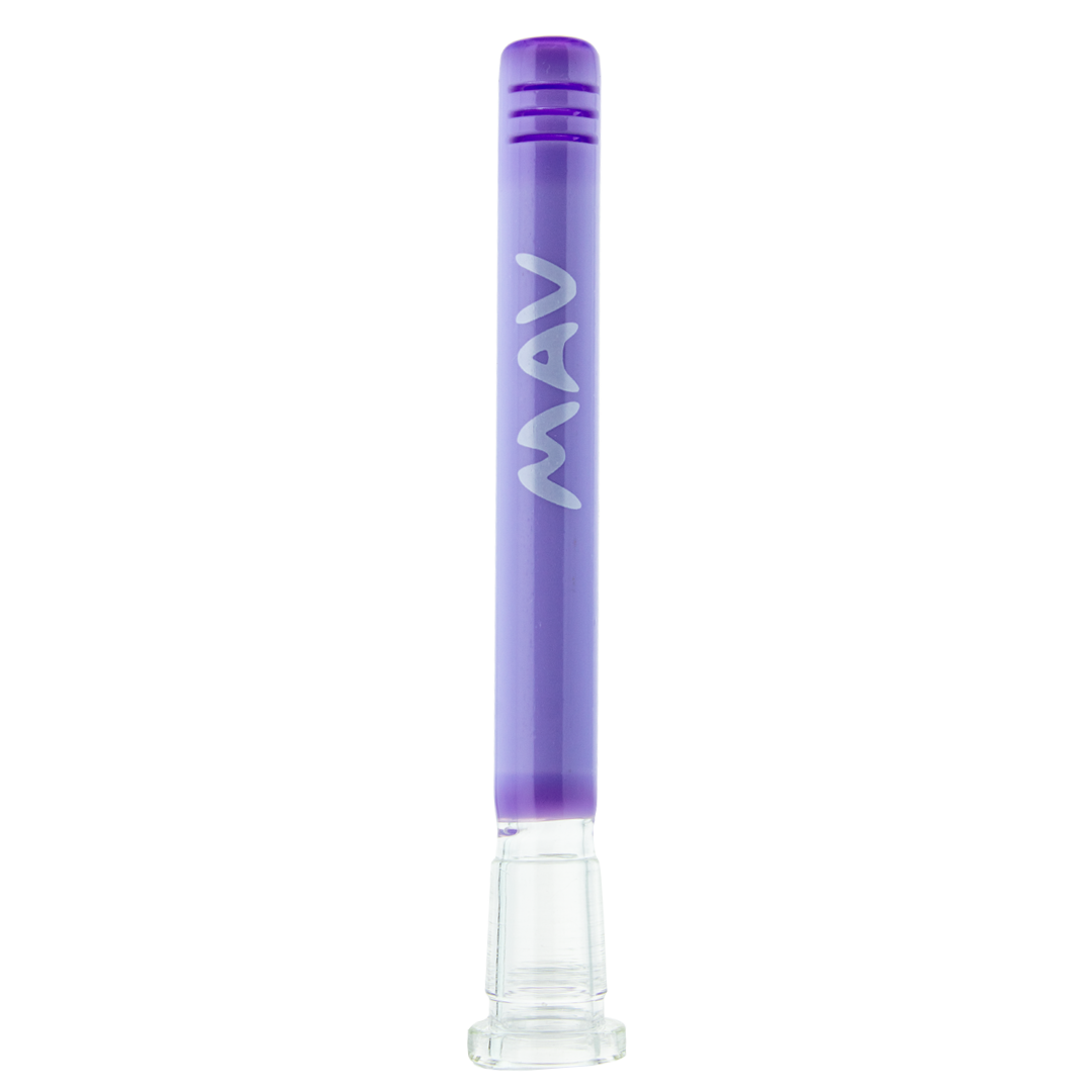 MAV Glass 5" Purple Downstem 18mm to 14mm for Beaker Bongs, Front View on White Background