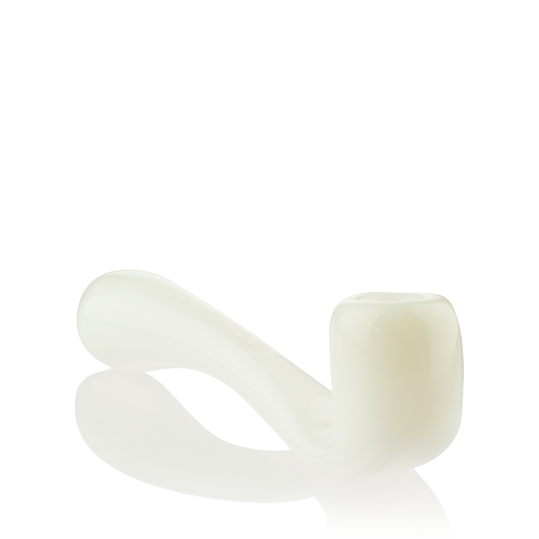 MAV Glass 5" White Sherlock Hand Pipe - Borosilicate Glass - Side View