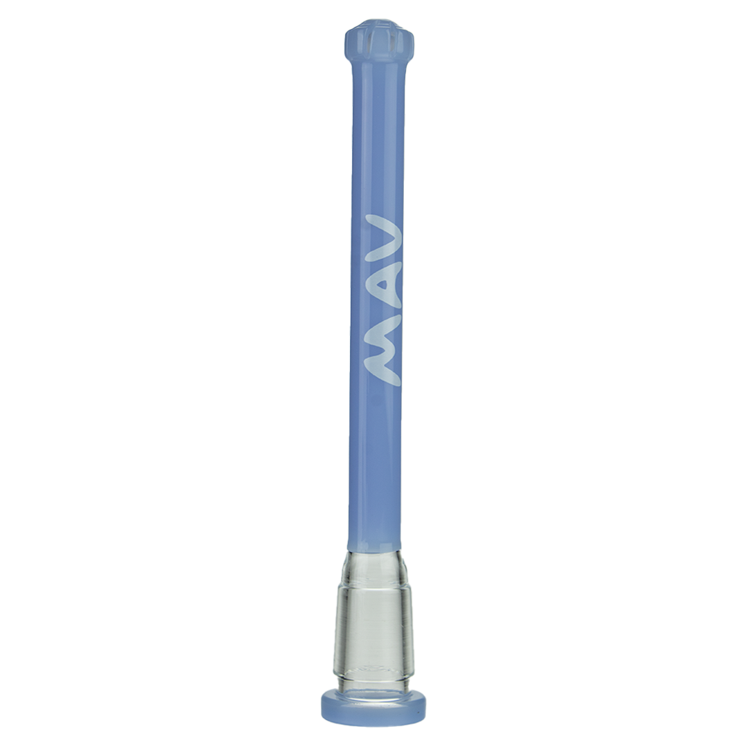 MAV Glass 5" Lavender Showerhead Slitted Downstem for Bongs, Front View on White Background