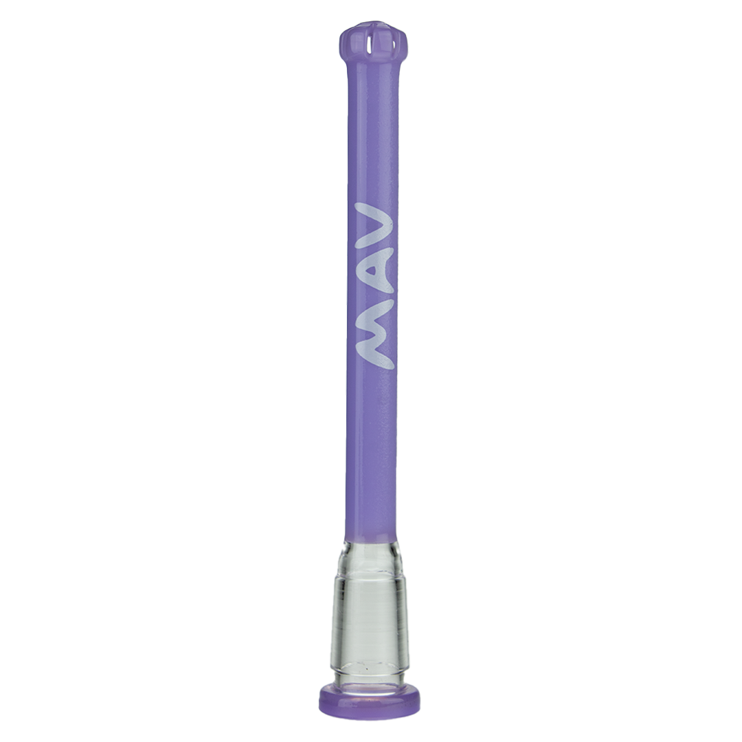 MAV Glass 5" Showerhead Slitted Downstem in Purple for Bongs, Front View