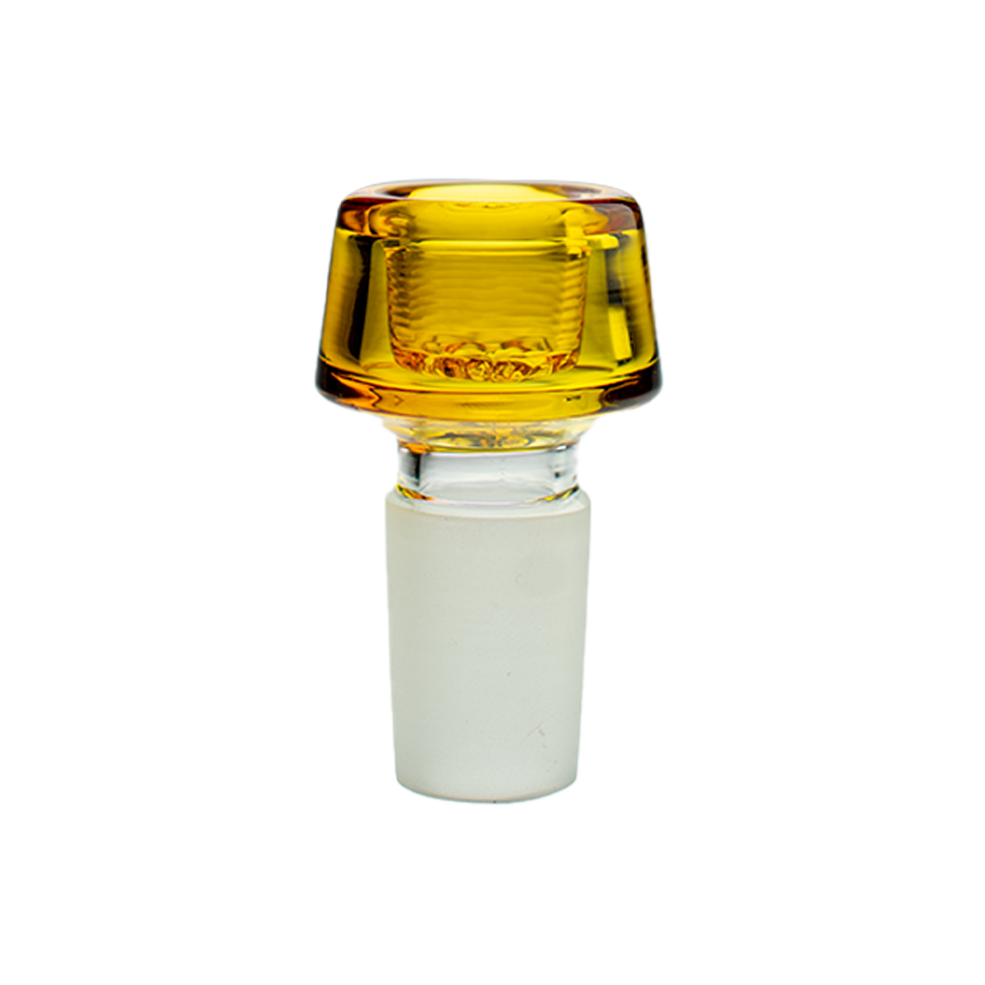 MAV Glass 7 Hole Pro Bowl in Gold, 19mm joint size, front view on seamless white background
