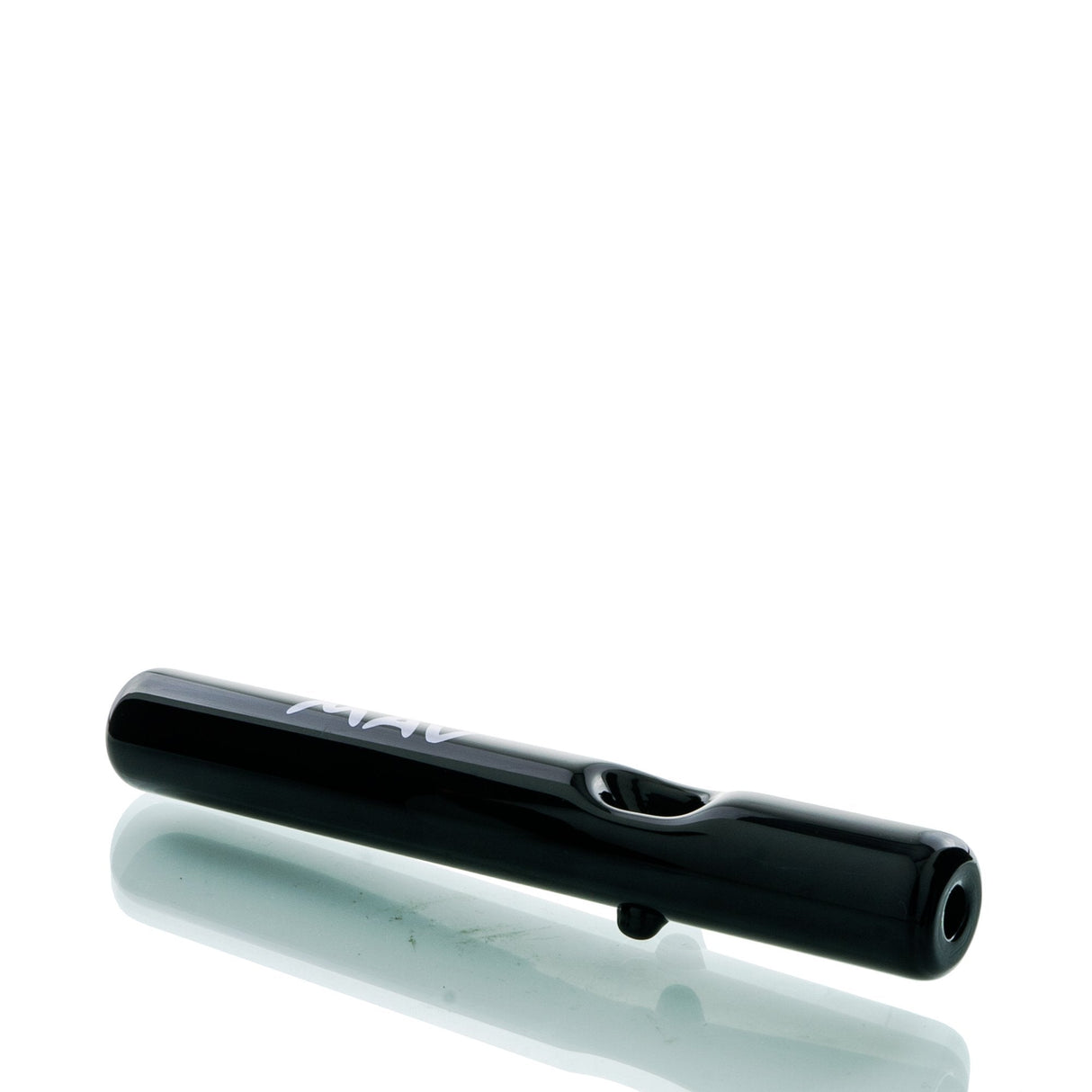 MAV Glass 7" Black Steamroller Hand Pipe - Side View on White Background