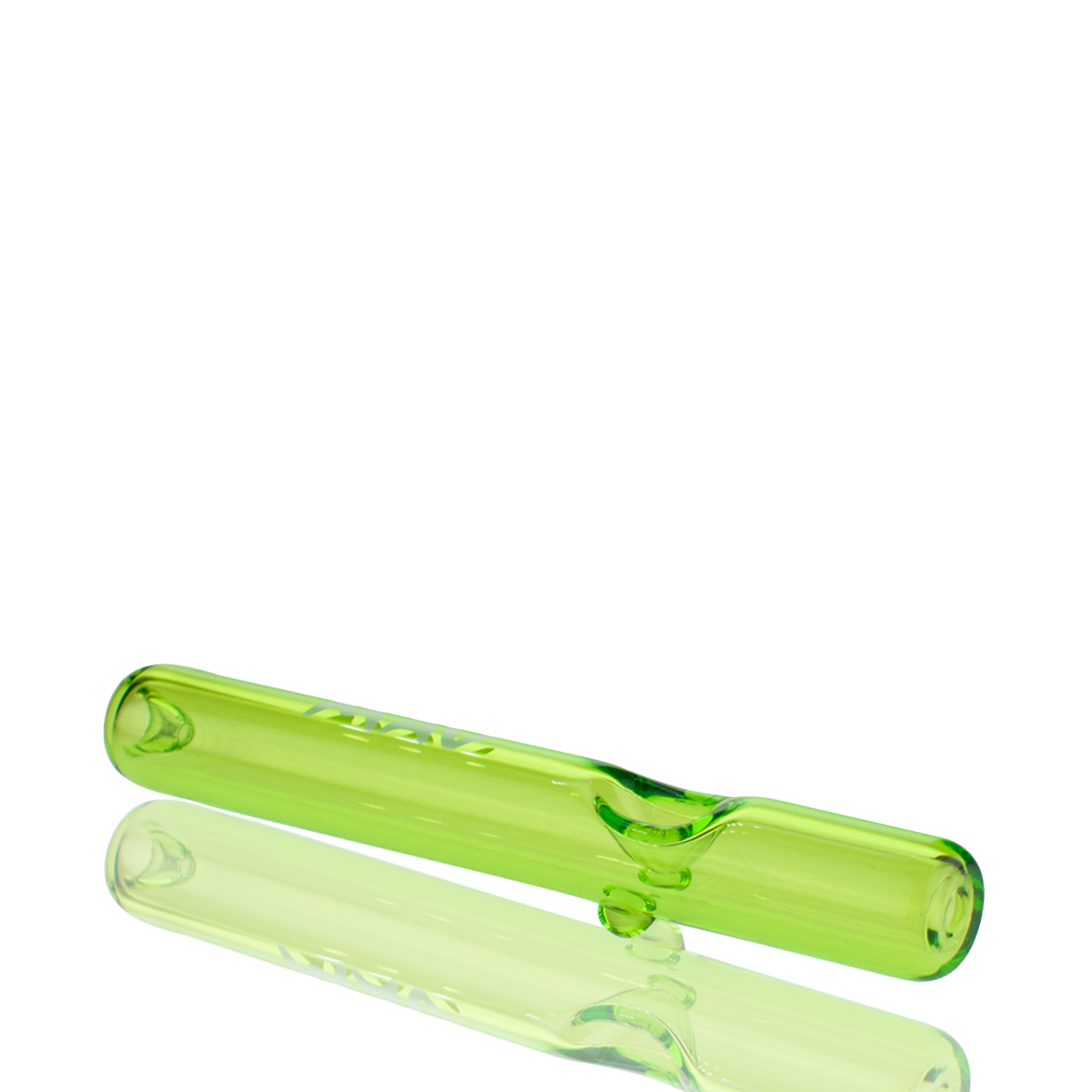 MAV Glass 7" Green Steamroller Hand Pipe for Concentrates, Angled Side View