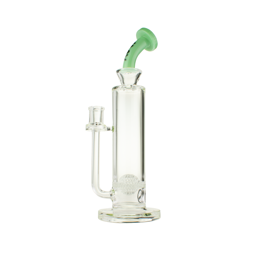 MAV Glass Arcata Honeyball Bent Neck Bong in Sea Foam, 12" Borosilicate Glass, Front View