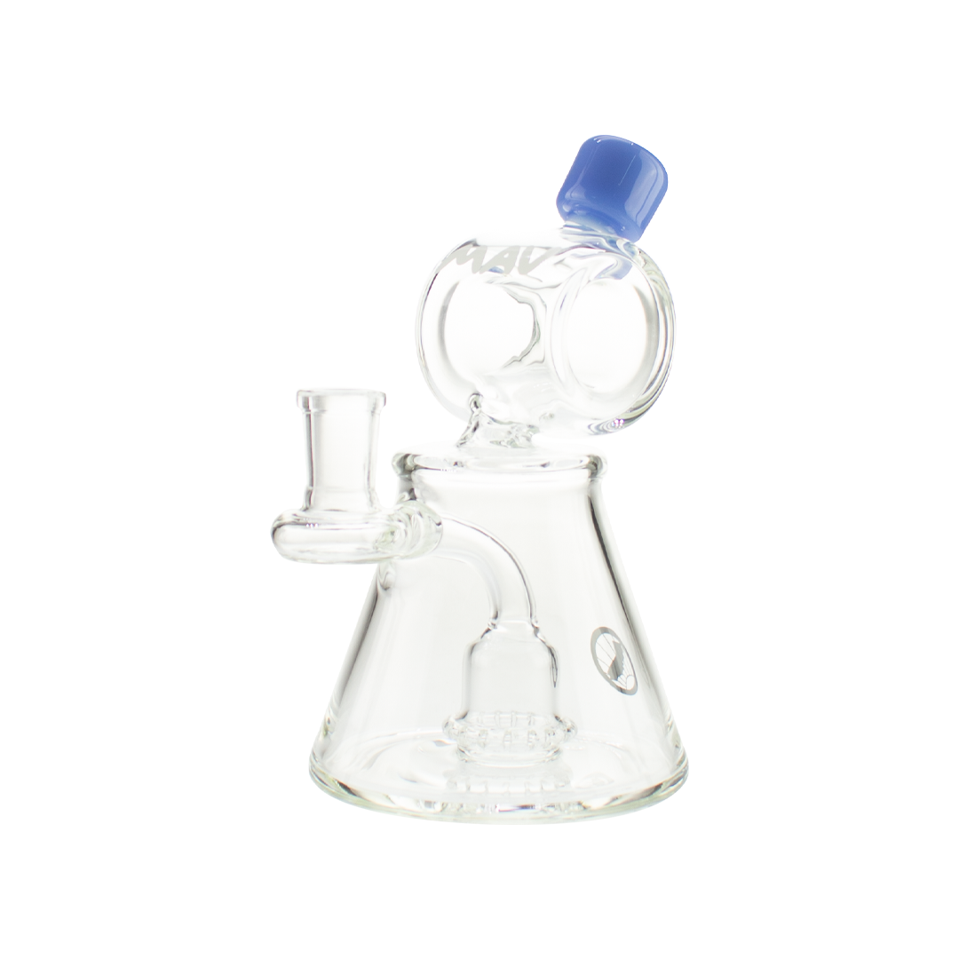 MAV Glass Barrel Top Pyramid UFO Dab Rig in Lavender, 7" with Showerhead Percolator, Side View