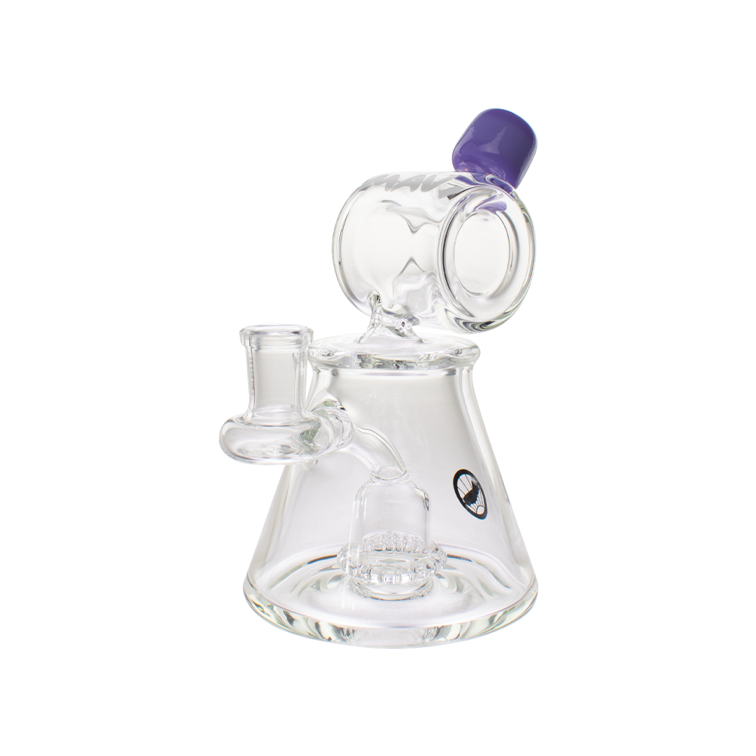 MAV Glass Barrel Top Pyramid UFO Dab Rig with Showerhead Percolator in Purple - Front View