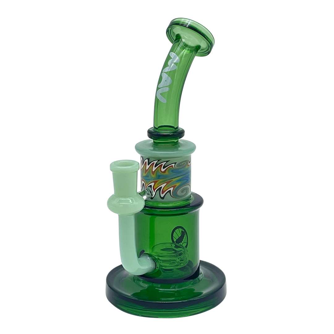 MAV Glass Green Birthday Cake Reversal Wig Wag Topping Dab Rig with Beaker Design