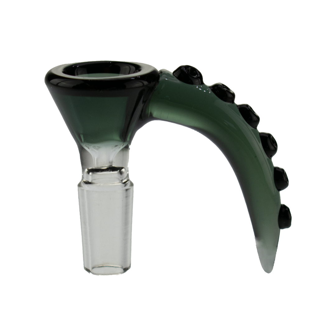 MAV Glass Black 14mm Octopus Tentacle Bowl, side view on white background, for bong customization