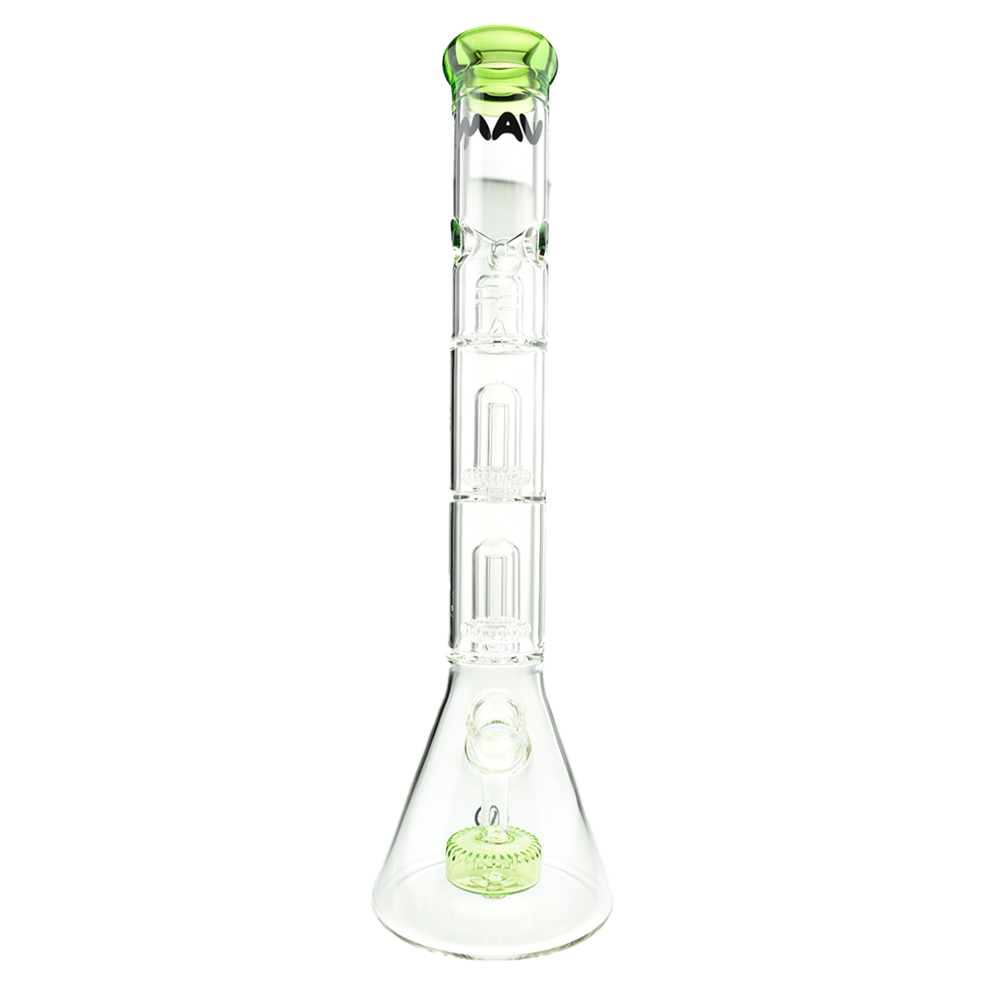MAV Glass 18" Double Slitted Puck to UFO Beaker Bong with Showerhead Percolator
