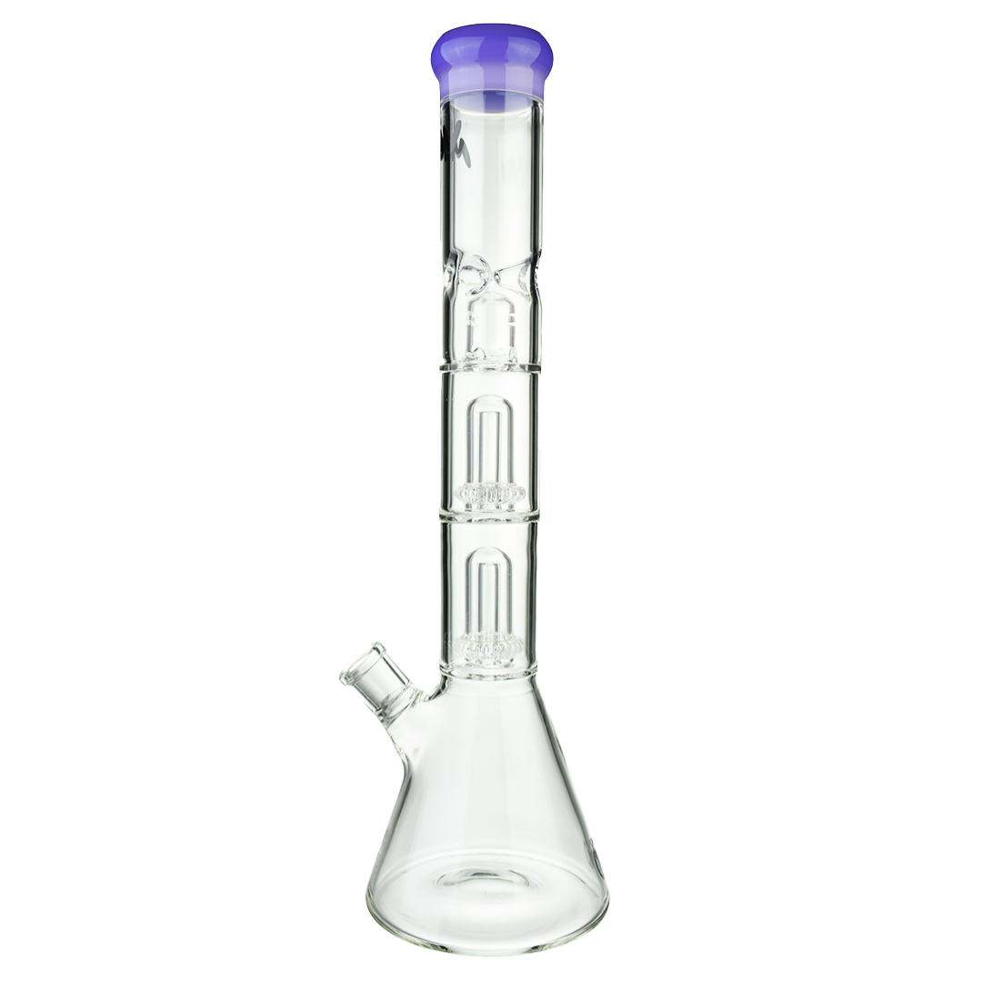 MAV Glass Double UFO Beaker Bong in Purple with Dual Percolators - Front View