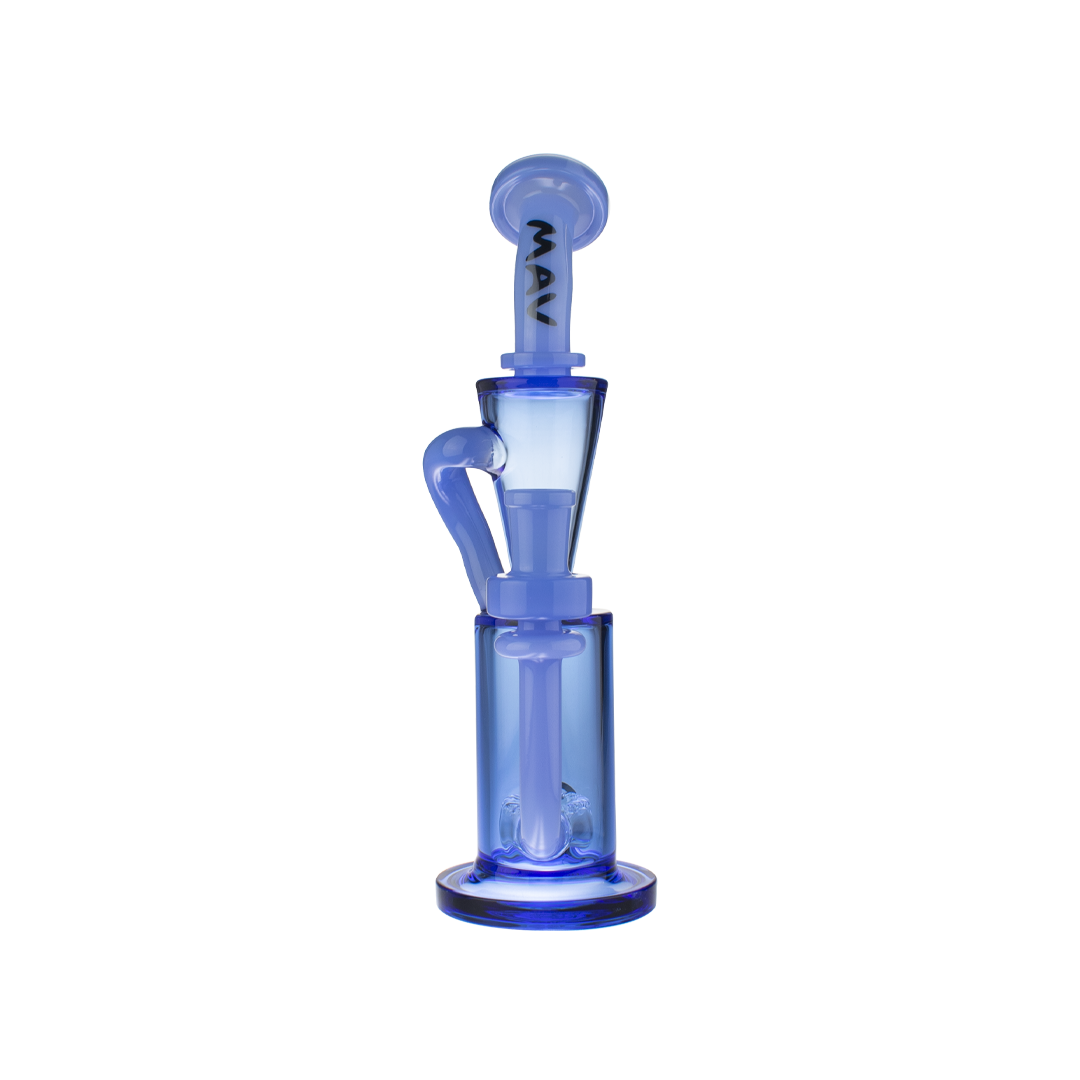 MAV Glass Echo Park Rig in Blue Lavender, 9.5" Beaker Recycler, 14mm Glass Joint - Front View