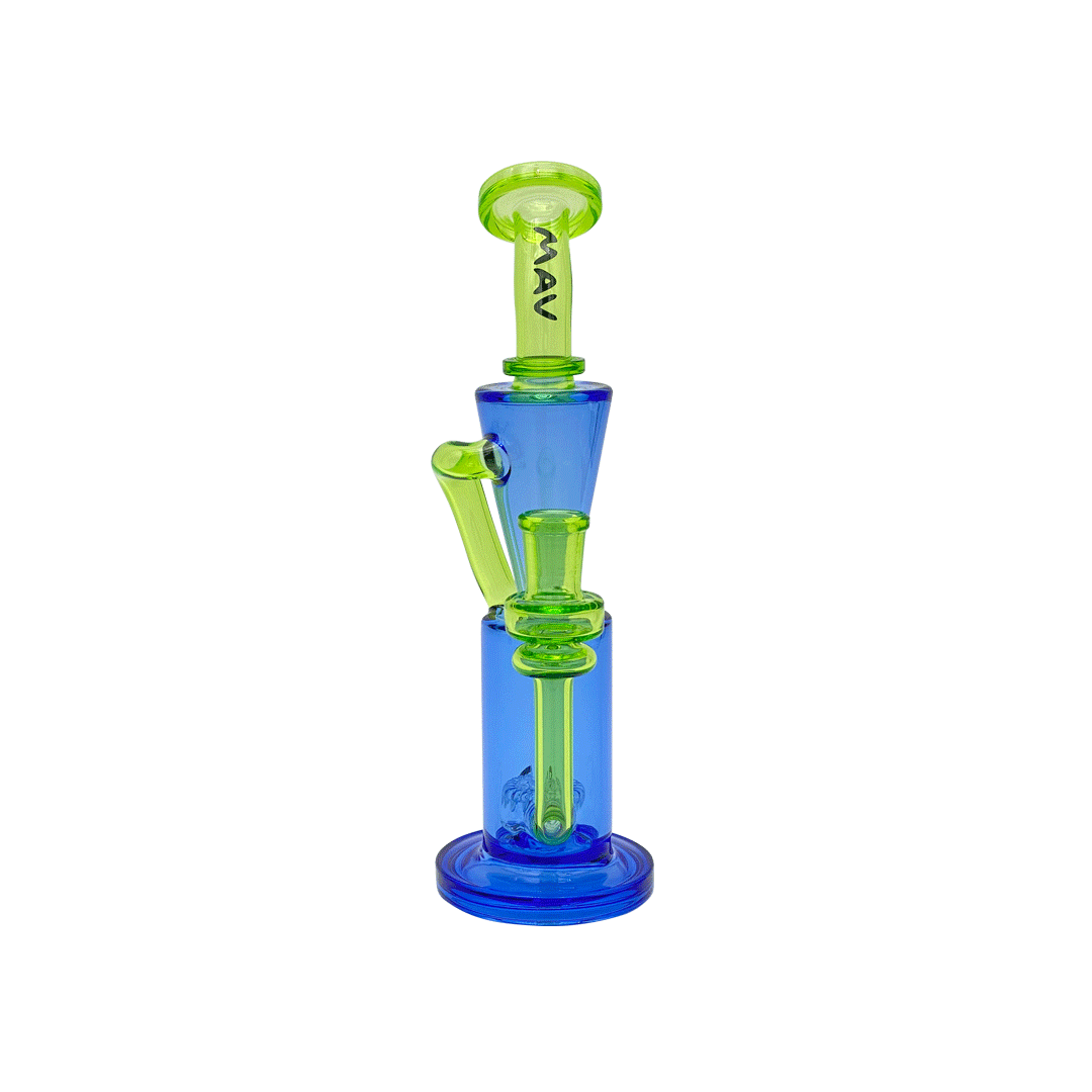 MAV Glass Echo Park Rig in Blue Ooze - 9.5" Recycler Dab Rig with Glass on Glass Joint
